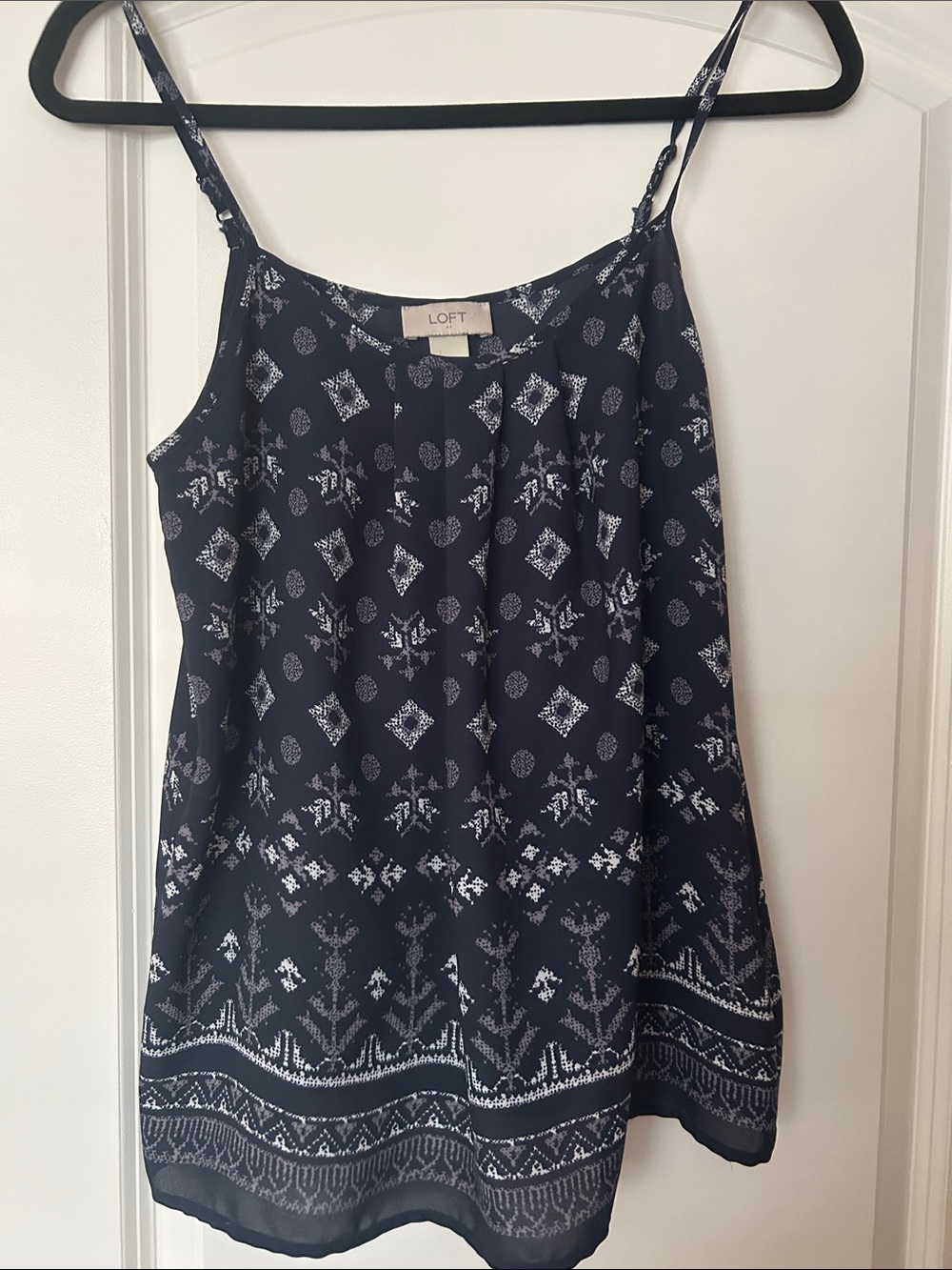 LOFT Navy and White Printed Spaghetti Strap Camisole